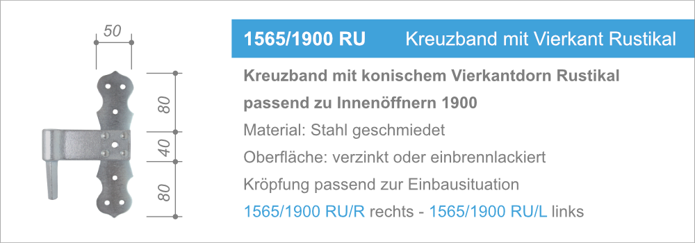 1565/1900 RU Kreuzband mit Vierkant Rustikal